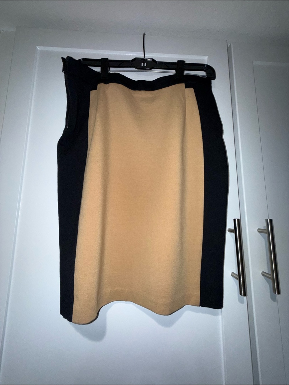 ANGL Two-Tone Pencil Skirt in Camel and dark brown